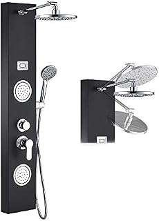 ROVOGO Stainless Steel Rainfall Shower Panel Tower System, 9-inch Round Head Shower +