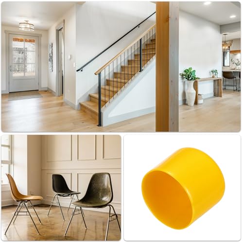 Image of uxcell 2pcs Rubber End Caps 55mm(2.2 Inch) ID Vinyl Round Tube Bolt Cap Cover Screw Thread Protectors Yellow, 40mm Height