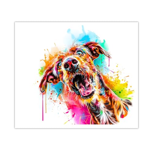 Toile de chien mignon aquarelle pour déco de chambre et salon 40x50cm