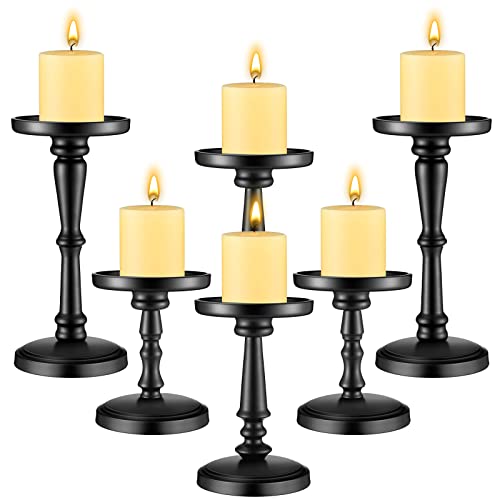 6 Pieces Metal Pillar Candle Holder Black Iron Candle Stand 6.2'' 7.4'' 10.1'' Modern Pillar Candleholders Decorative Candle Holder Stand For Table Centerpiece Wedding Party Fireplace Home Decor #TOP26