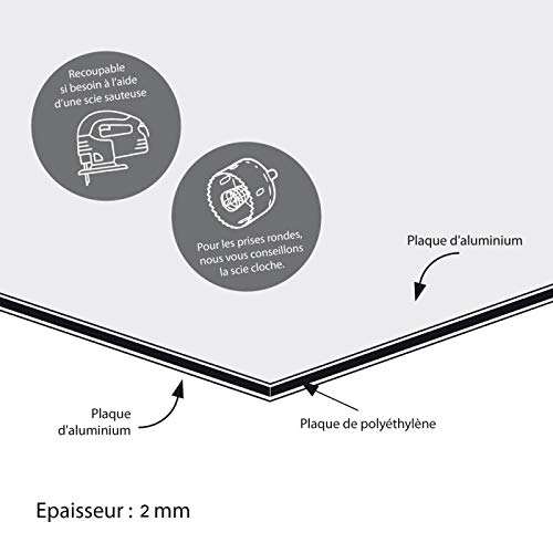 Crédence Aluminium Cuisine - 60 x 70 cm - Modèle GREYBLUE - Crédence Alu 2 mm Adhésive - Double face - Fond de Hotte - Plaque Aluminium