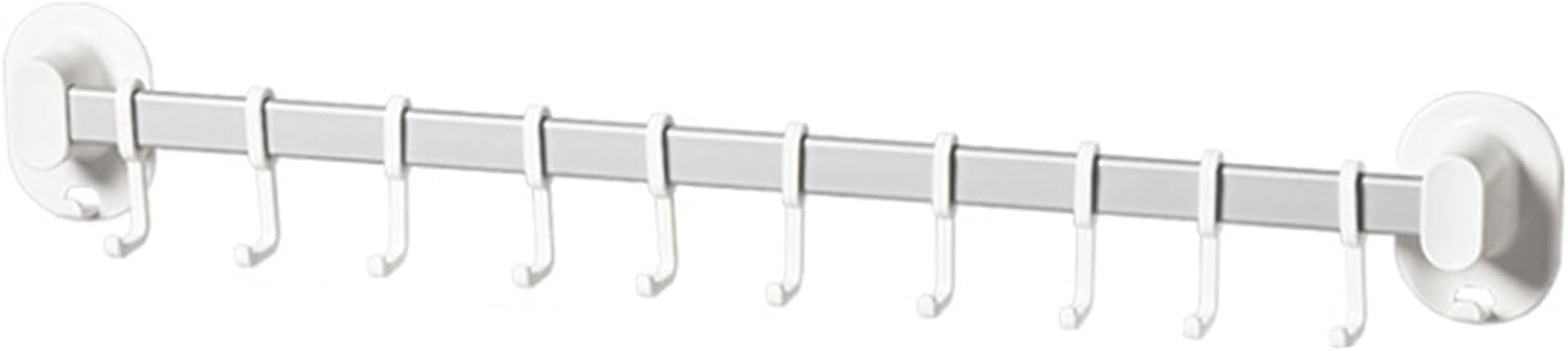 Kitchen Utensil Rack with Hooks,No Drilling Removable Hooks Rack,Wall Mounted Utensil Storage Organizer,Utensil Holder for Hanging Pot,Spatula,Cup,6Hooks