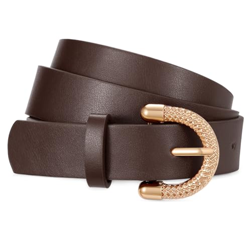 XZQTIVE Women's Leather Belts for Jeans Dresses Pants Fashion Gol...