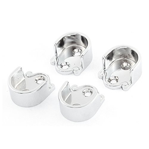 22mm Dia Clothes Closet Rod Flange Holder Bracket Silver Tone 2 Pairs