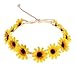 Floral Fall Sunflower Crown Hair Wreath Bridal Headpiece Festivals Hair Band (YellowA)