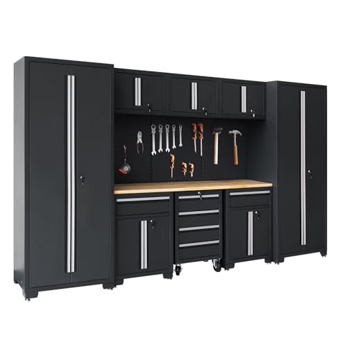HPDMC Garage Storage Cabinet System 12-Pcs Workshop Set Cabinets and Storage System with Steel...