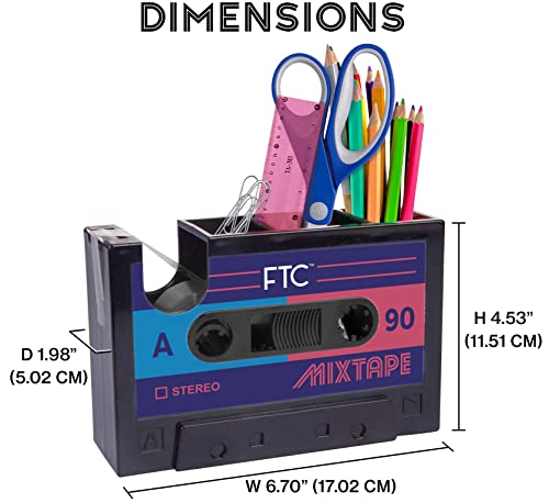 Ftc Novelty Cassette Tape Dispenser, Retro Supply Holder For Vintage Décor, Cool Office Supplies And Desk Accessories - 6.70" X 1.98" X 4.53" (Mix Tape) #TOP10