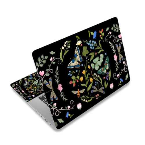 Lauspuck 13" 13.3" 14" 15" 15.4" 15.6 Inches Laptop Skin Sticker Netbook Decal Vinyl Reusable Notebook Art Protector Cover, Personalized Skin, Dragonfly Butterfly Flower