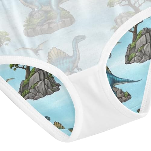 Kids Underwear, Blue Dinosaurs Toddler Panties, Girls Cotton Underwear, 2T–8 Years4