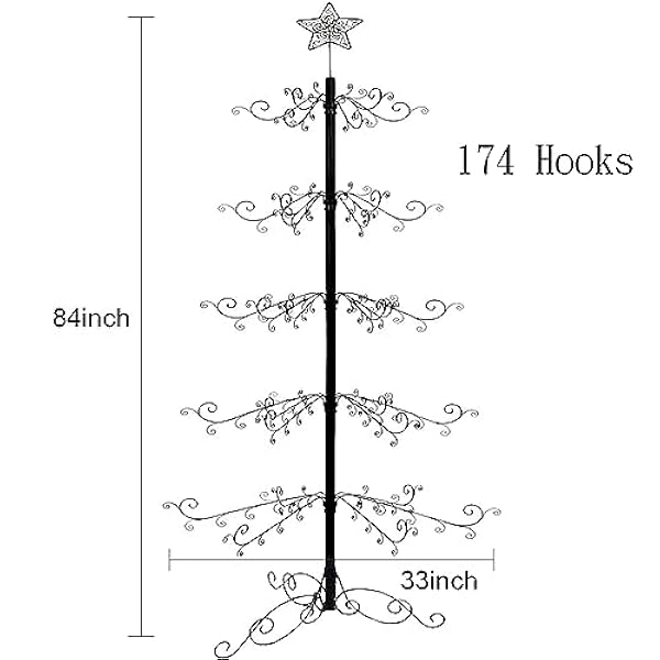 HOHIYA Albero di Natale Metallo Decorazioni Regalo 213 cm Nero ECO