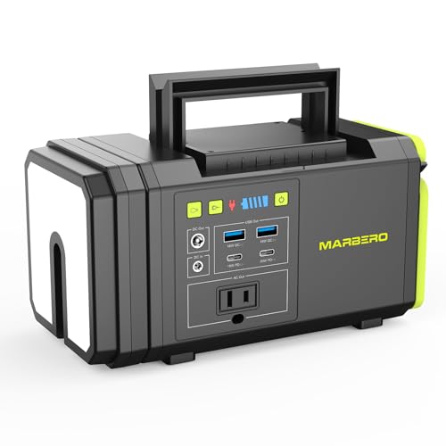 MARBERO-Portable-Power-Station-32000mAh-Portable-Power-Bank-Camping-Generator - 118Wh Portable Power Supply Lithium Ion Battery with Telescopic Camping Light DC AC USB Outlet for Hiking Emergency