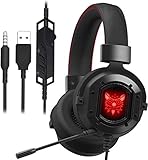 Gaming Headset, GAKOV Gak3 Cool RGB Light, Metal Iron Mesh, HD Clear Hose Microphone Gaming Headphones, 40mm Super Bass Speakers, Soft Memory Earmuffs for Laptop/Mac/Computer/PS4