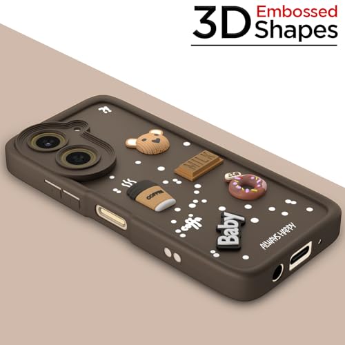 Image of Pikkme Back Cover for Poco C71 / Redmi A5 | Cute Fun Cartoon 3D Bear Silicone Full Body Protection Bumper Case (Brown)
