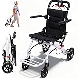 toilmua 13.6lbs Lightweight Wheelchair, Foldable Wheelchair for Adults & Seniors 180lbs Support Aluminum Portable Wheelchairs with Large All Wheels for Elderly