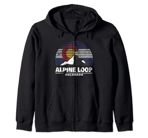 Alpine Loop Colorado Flag Rocky Mountain 4x4 Zip Hoodie