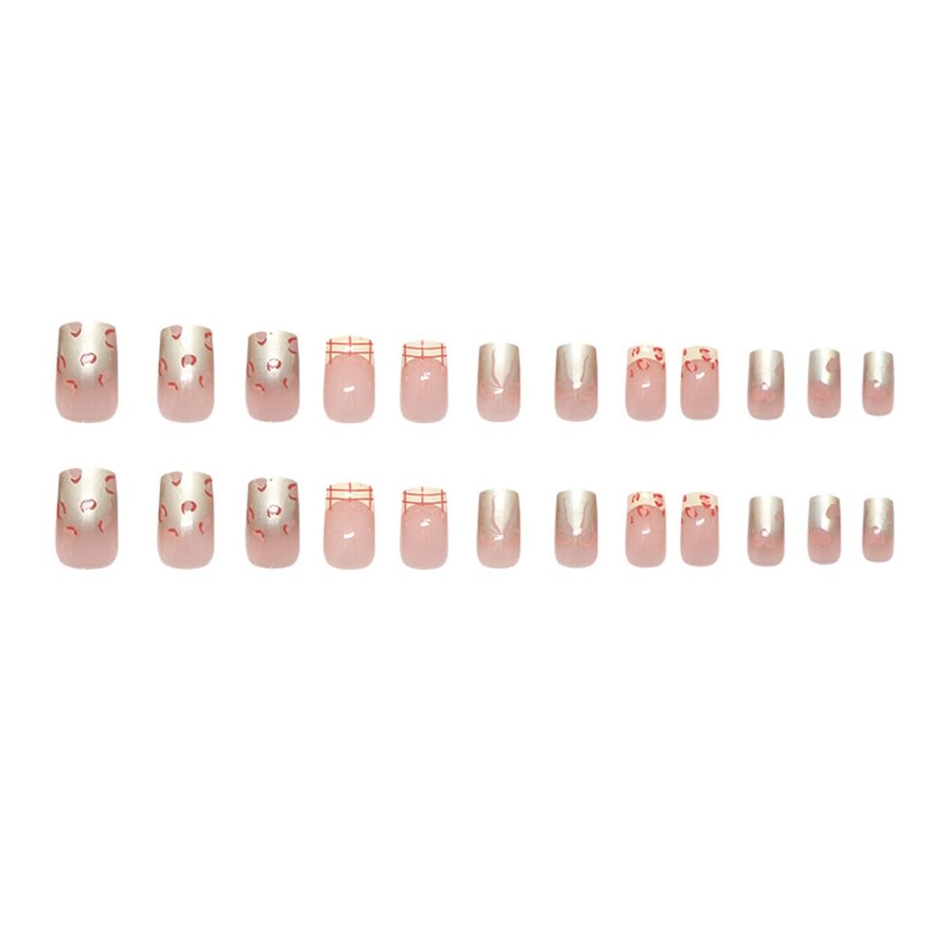 Almond False Nails Full Covers Nails Decors French Tips Bowknot Stick on Nails For Elegant Look 24Pcs