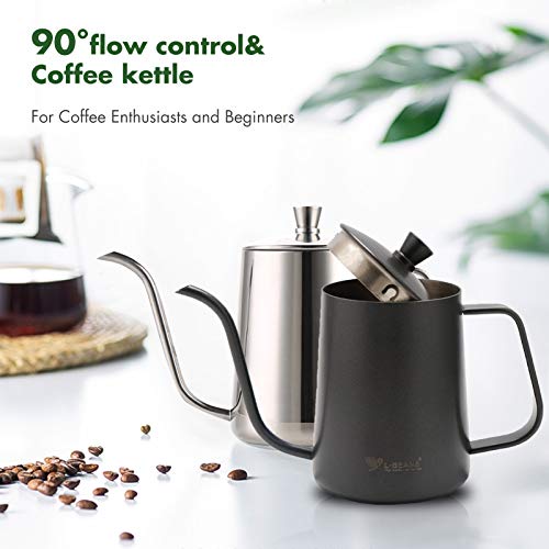 Chaleira de café WooDlan, 600 ml, chaleira de café, cafeteira de aço inoxidável com alça de presente