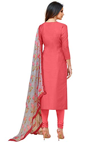 Image of AKHILAM Women's Cotton Chanderi Embroidered Unstitched Salwar Suit Material(26Dmk20 Parent)
