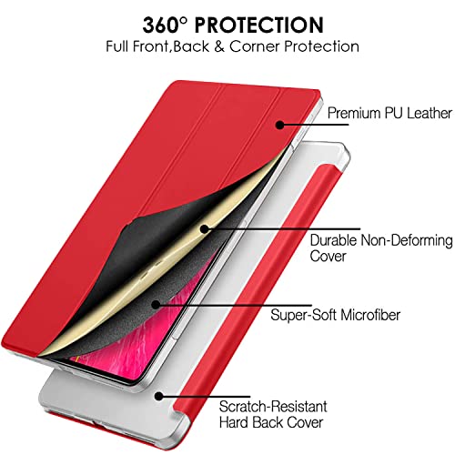 Image of DuraSafe Cases for iPad Pro 12.9 5th 4th [ PRO 12.9 inch 5 4 ] A2378 A2461 A2379 A2462 A2229 A2069 A2232 A2233 Trifold Hard Smart Auto Sleep /Wake PC Translucent Back Cover - Red