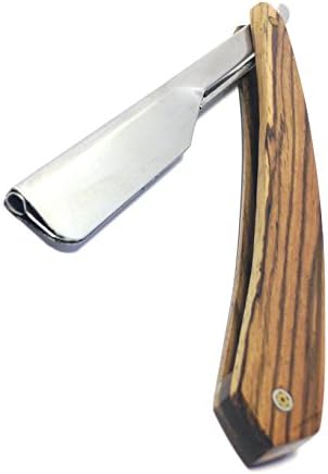 Straight Razor | Cutlass Straight Edge Razor | Handmade | Unique Custom Handle | Push Clip Type | Stainless Steel | Wood & Carbon Fiber | (Zebra Wood)
