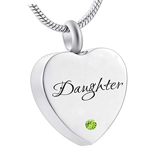 Silver Ashes Urn Necklace Stainless Steel Heart Cremation Ashes Jewelry Memorial Pendant for Daughter