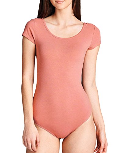 Women's Short-Sleeve Scoop Neck Snap Crotch Leotard Bodysuits
