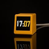 Buithafu Orologio digitale WiFi con display LCD, calendario, temperatura e previsioni meteo, orologio da tavolo programmabile per ufficio domestico, design minimalistico, giallo
