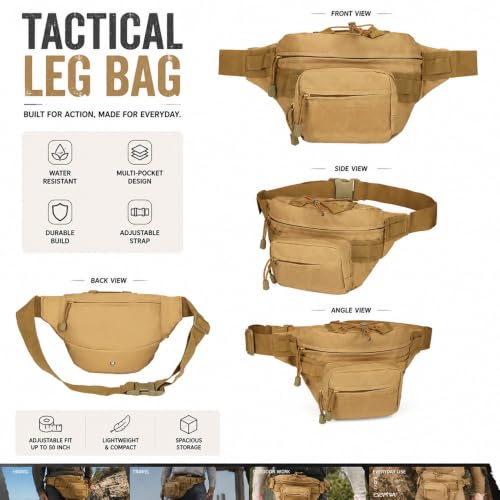 Riñonera militar MOLLE para caza y airsoft con cinturón ajustable impermeable 7