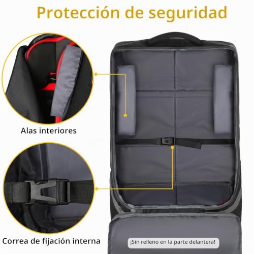 Miniatura 4 de Yorepek Bolsa De Viaje Para Silla De Coche Infantil, Bolsa De Viaje Para Coche Con Bandolera Y Correa De Sujeción Para Viajar Mochila Funda De Asiento De Coche Impermeable Resistente Desgaste, Negro