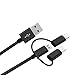 BoxWave Cable Compatible with Xiaomi Redmi Note 6 Pro - AllCharge 3-in-1 Cable for Xiaomi Redmi Note 6 Pro - Jet Black