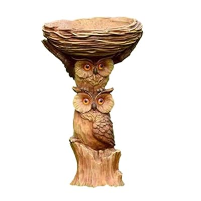 Sanfiyya Resin Owl Birdbath,Resin Owl Bird Bath Fairy Garden Bird Bath Ornaments Sculptures Yard Lawn Decoration Fairy Garden Birdbath