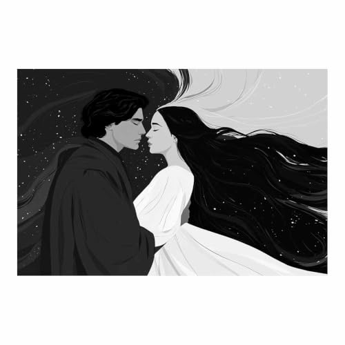 Tableau toile decoration murale couple sous les étoiles poster moderne salon bureau 40x60cm