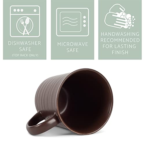 Elanze Designs Brown Matte Glaze Finish 17 Ounce Stoneware Coffee Cup Mugs Set Of 4 #TOP3