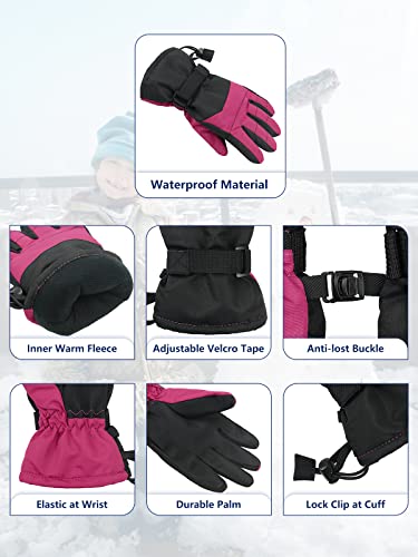 Century Star Kids Waterproof Gloves Snow Gloves Warm Winter Gloves For Kids Boys Girls Ski Gloves Sport Mittens Black Medium #TOP3