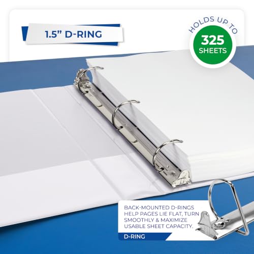 Image of Samsill Durable 1.5 inch 3 Ring Binder, D Ring Binder, 100% Recycled Chipboard, White, 12 Pack