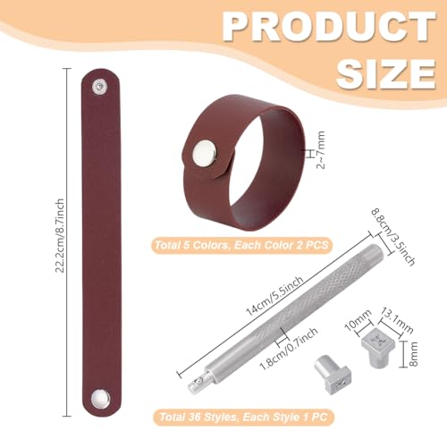 image for PH PandaHall 36pcs Leather Stamping Tools Letter Number Stamping Punch