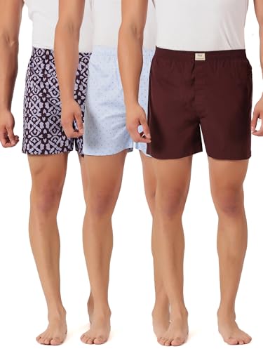 Image of Thomas Scott Men's | Cricket Club | Regular Fit | 100% Cotton | Casual | Woven | Boxer | Shorts | Pack of 3