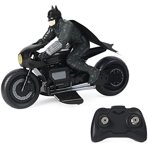 DC Comics, The Batman Batcycle RC with Batman Rider Action Figure, Official Batman Movie Styling, Kids Toys for Boys and Girls Ages 4 and Up