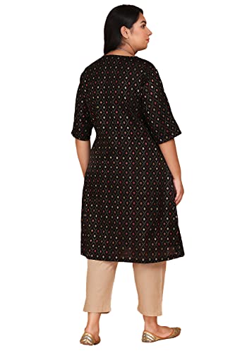Image of Lastinch Women's Handloom Cotton Black Kurta