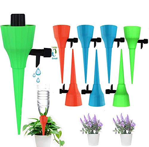 Blizzow ?Upgraded? Plant Self Watering Spikes Devices, 8 Pack Adjustable Self Watering Spikes, Automatic Irrigation Device Plant Waterer with Slow Release Control Valve for Home & Garden