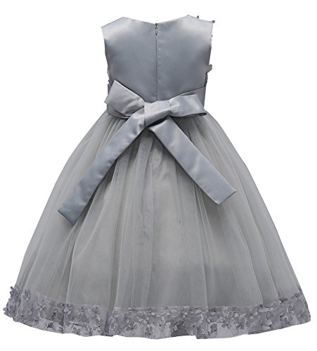 Girl Ball Gown Dress for Wedding Formal Size 1-2 Years Toddler Knee Length Lace Petal Flower Girl Dresses for Girls Size 24 Months Special Occasion Princess Party Birthday Dress (Grey, 3)2