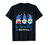 Tres Gnomos Sosteniendo Azul Puzzle Autismo Conciencia Camiseta