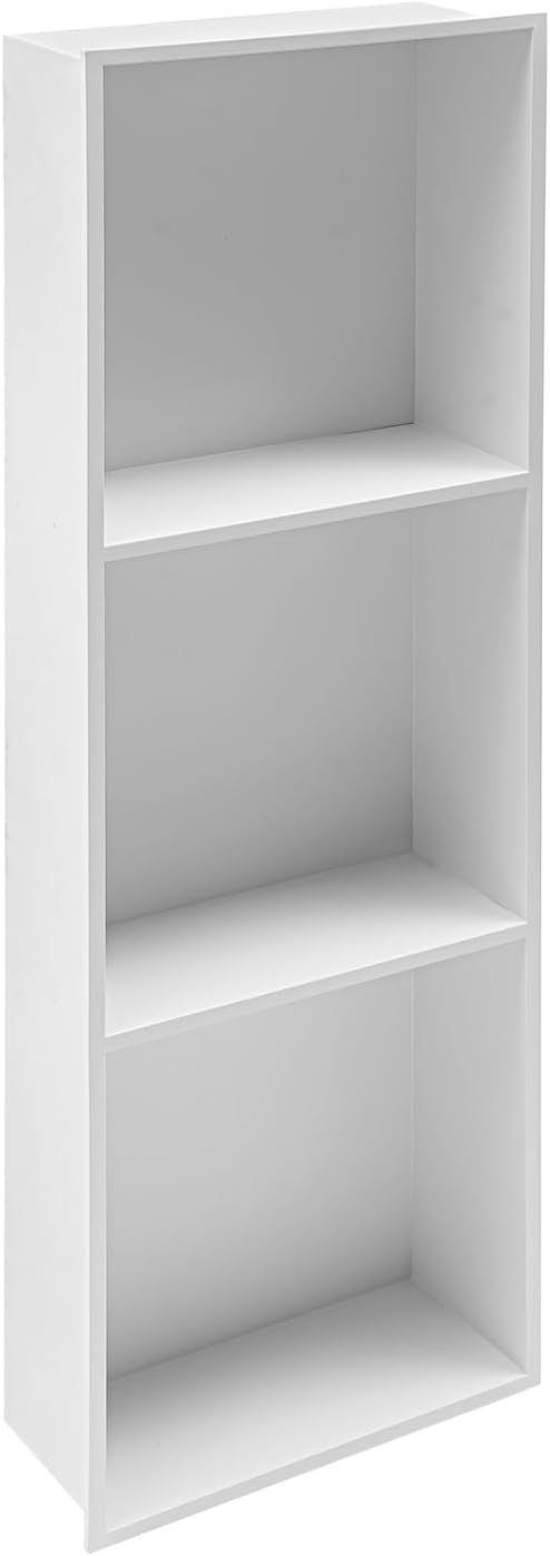 11.02X4.92X35.43in Recessed Bathroom Shower Shelf, 3 Layers Wall Niche Stainless Steel Recessed Cubby, Shower Storage Shelf for Bathrooms, Kitchens, Living Rooms, White