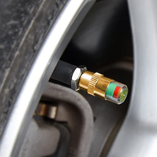 Wncgc 8Pcs 2.2Bar 32Psi Car Tire Pressure Monitor Valve Stem Caps Sensor Indicator 3 Color Eye Alert,Copper, Gl-0851A #TOP4