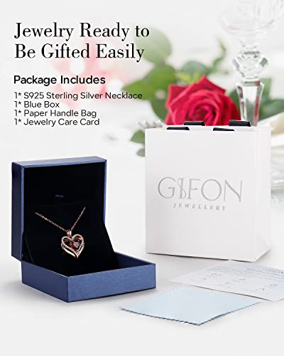 S925 Sterling Silver Necklace For Women, Wife Jewelry Rose Gold, Mom Birthday Christmas Gifts Necklaces, Daughter Heart Jewel, Anniversary Present For Her, Jan #TOP4
