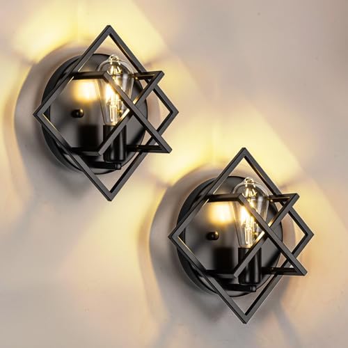 Set of 2 Rustic Wall Sconce Farmhouse Wall Light Black | Set of 2...