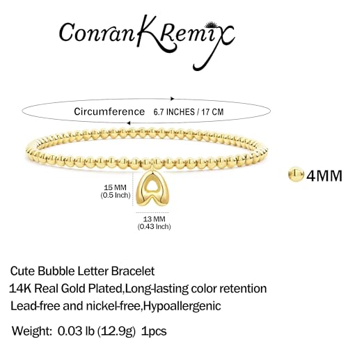 CONRAN KREMIX Gold Initial Bracelets For Women Balloon Letter Charm Stretch Beaded Bracelet Womens Gift4