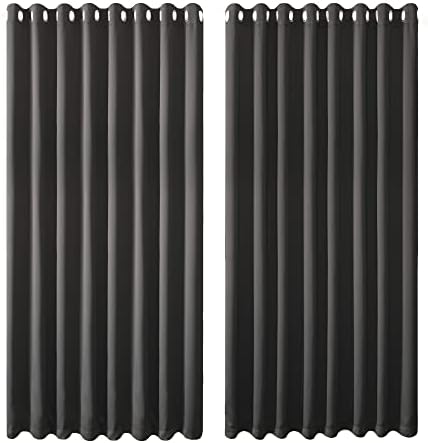 Olsen & Smith Grey Thermal Insulating Blackout Curtains Eyelet Set Thermally Insulated for Summer & Winter Home Bedroom Living Room 66 x 90 Inch