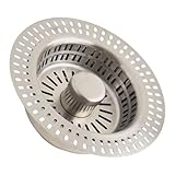 FACAIIO Colador de drenaje de fregadero de cocina de acero inoxidable, tapón de fregadero 3 en 1 con mayor capacidad de filtro para fregaderos estándar, color plateado