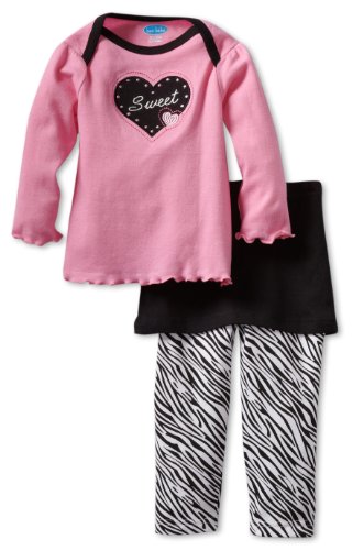 Bon Bebe Baby Girls' Sweet Heart 2 Piece Pant Set, Pink/White/Black, 12 Months
